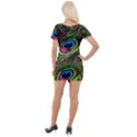 Peacock-feathers-color-plumage Short Sleeve Asymmetric Mini Dress View2