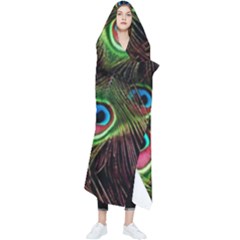 Peacock-feathers-color-plumage Wearable Blanket by Celenk