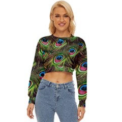 Peacock-feathers-color-plumage Lightweight Long Sleeve Sweatshirt by Celenk