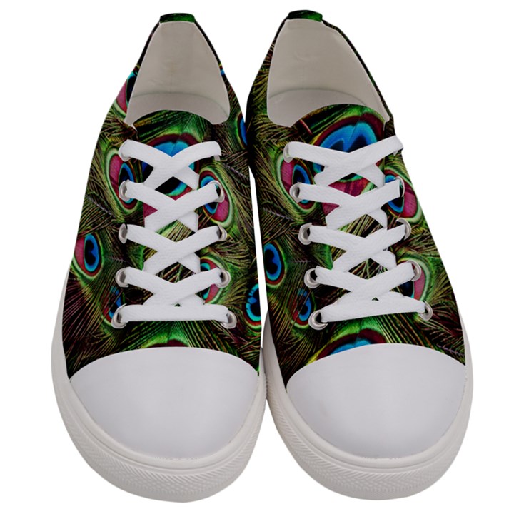 Peacock-feathers-color-plumage Men s Low Top Canvas Sneakers