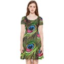 Peacock-feathers-color-plumage Inside Out Cap Sleeve Dress View3