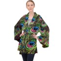 Peacock-feathers-color-plumage Long Sleeve Velvet Kimono  View1