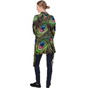 Peacock-feathers-color-plumage Long Sleeve Velvet Kimono  View2