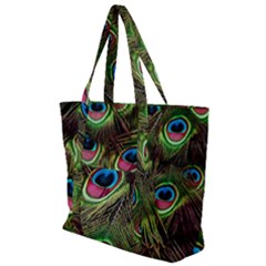 Peacock-feathers-color-plumage Zip Up Canvas Bag by Celenk