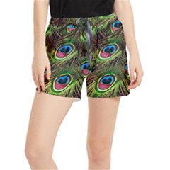 Peacock-feathers-color-plumage Women s Runner Shorts by Celenk