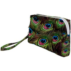 Peacock-feathers-color-plumage Wristlet Pouch Bag (small) by Celenk