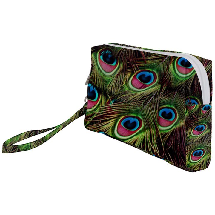 Peacock-feathers-color-plumage Wristlet Pouch Bag (Small)