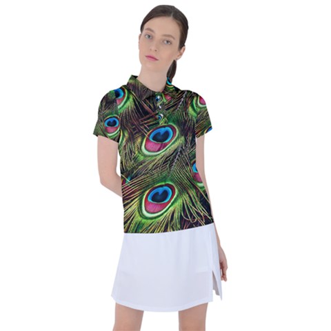 Peacock-feathers-color-plumage Women s Polo Tee by Celenk