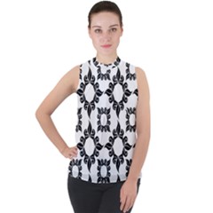 Antique Mock Neck Chiffon Sleeveless Top by nateshop