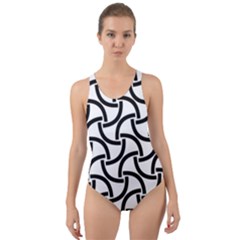 Background-black White Cut-out Back One Piece Swimsuit by nateshop