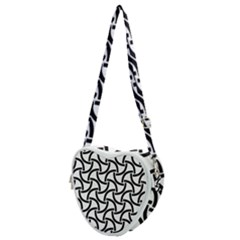 Background-black White Heart Shoulder Bag