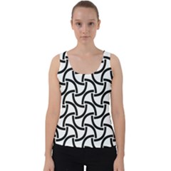 Background-black White Velvet Tank Top