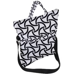 Background-black White Fold Over Handle Tote Bag by nateshop