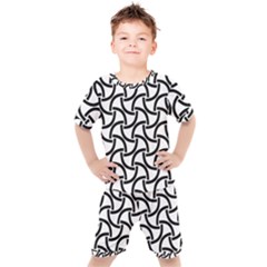 Background-black White Kids  Tee And Shorts Set