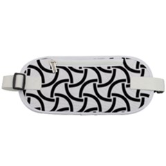 Background-black White Rounded Waist Pouch by nateshop