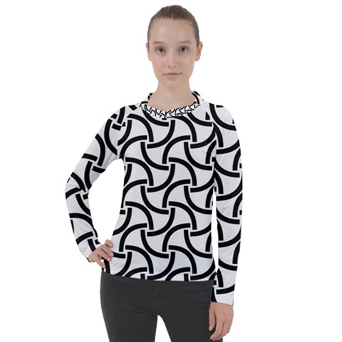 Background-black White Women s Pique Long Sleeve Tee by nateshop