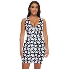 Background-black White Draped Bodycon Dress by nateshop