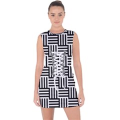 Basket Lace Up Front Bodycon Dress by nateshop