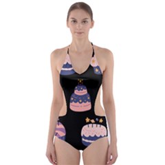 Birthday-cake Cut-out One Piece Swimsuit by nateshop