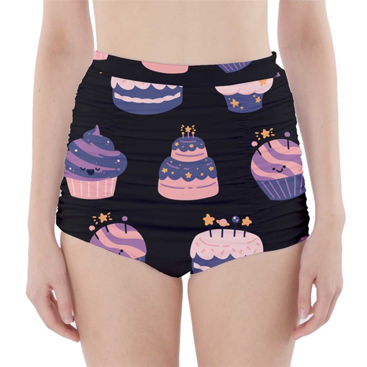 Birthday-cake High-Waisted Bikini Bottoms