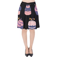 Birthday-cake Velvet High Waist Skirt by nateshop