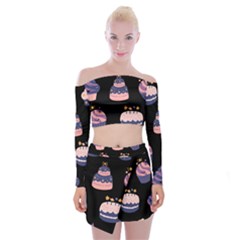 Birthday-cake Off Shoulder Top With Mini Skirt Set by nateshop