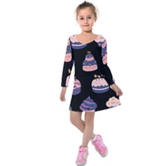 Birthday-cake Kids  Long Sleeve Velvet Dress by nateshop