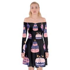 Birthday-cake Off Shoulder Skater Dress by nateshop