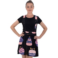 Birthday-cake Velvet Suspender Skater Skirt by nateshop