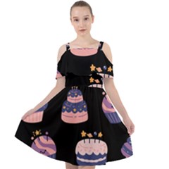 Birthday-cake Cut Out Shoulders Chiffon Dress by nateshop