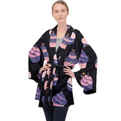 Birthday-cake Long Sleeve Velvet Kimono  by nateshop