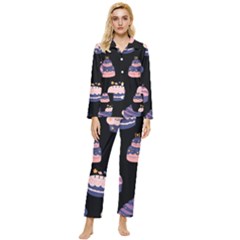 Birthday-cake Womens  Long Sleeve Velvet Pocket Pajamas Set by nateshop