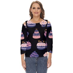 Birthday-cake Cut Out Wide Sleeve Top