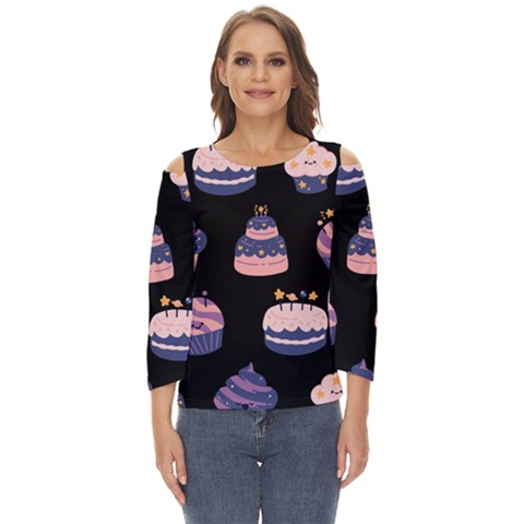 Birthday-cake Cut Out Wide Sleeve Top by nateshop