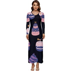 Birthday-cake Long Sleeve Velour Longline Maxi Dress by nateshop