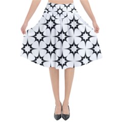 Black-white Flared Midi Skirt