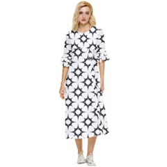 Black-white Double Cuff Midi Dress by nateshop