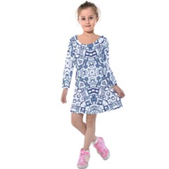 Blue-design Kids  Long Sleeve Velvet Dress by nateshop