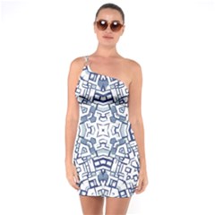 Blue-design One Soulder Bodycon Dress by nateshop