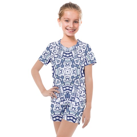 Blue-design Kids  Mesh Tee And Shorts Set by nateshop