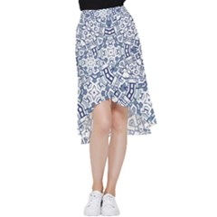 Blue-design Frill Hi Low Chiffon Skirt by nateshop