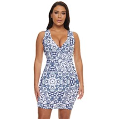 Blue-design Draped Bodycon Dress by nateshop