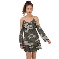 Camouflage Kimono Sleeves Boho Dress by nateshop