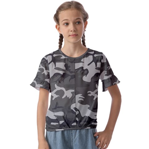 Camouflage Kids  Cuff Sleeve Scrunch Bottom Tee by nateshop