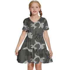 Camouflage Kids  Short Sleeve Tiered Mini Dress