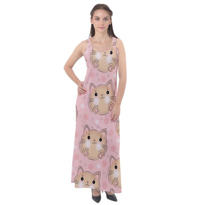 Cat-cats Sleeveless Velour Maxi Dress