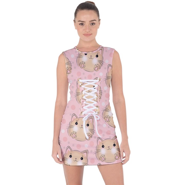 Cat-cats Lace Up Front Bodycon Dress