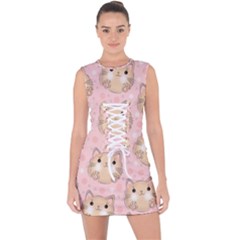 Cat-cats Lace Up Front Bodycon Dress by nateshop