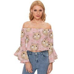 Cat-cats Off Shoulder Flutter Bell Sleeve Top by nateshop