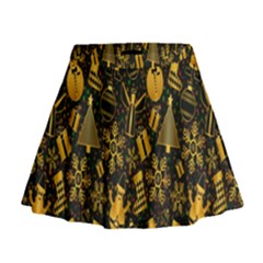 Christmas Gold Mini Flare Skirt by nateshop